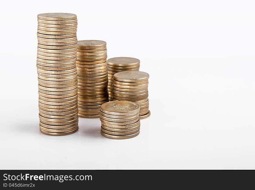 Pile of money (indian coin ) isolated on white background. Pile of money (indian coin ) isolated on white background