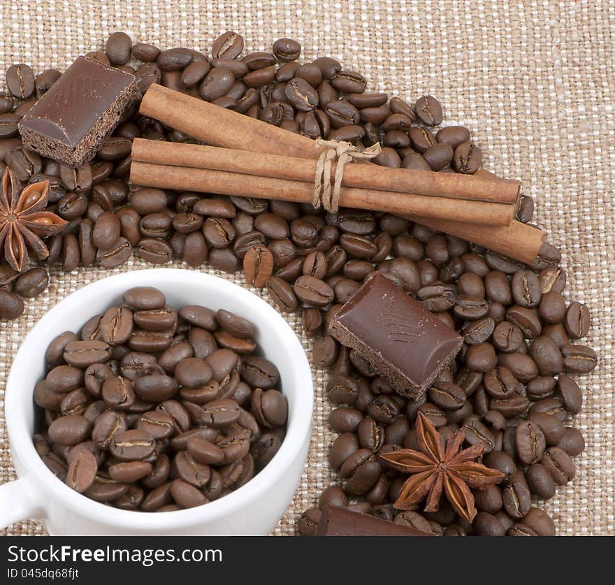 Grains Of Coffee, Chocolate, Anise, Cinnamon