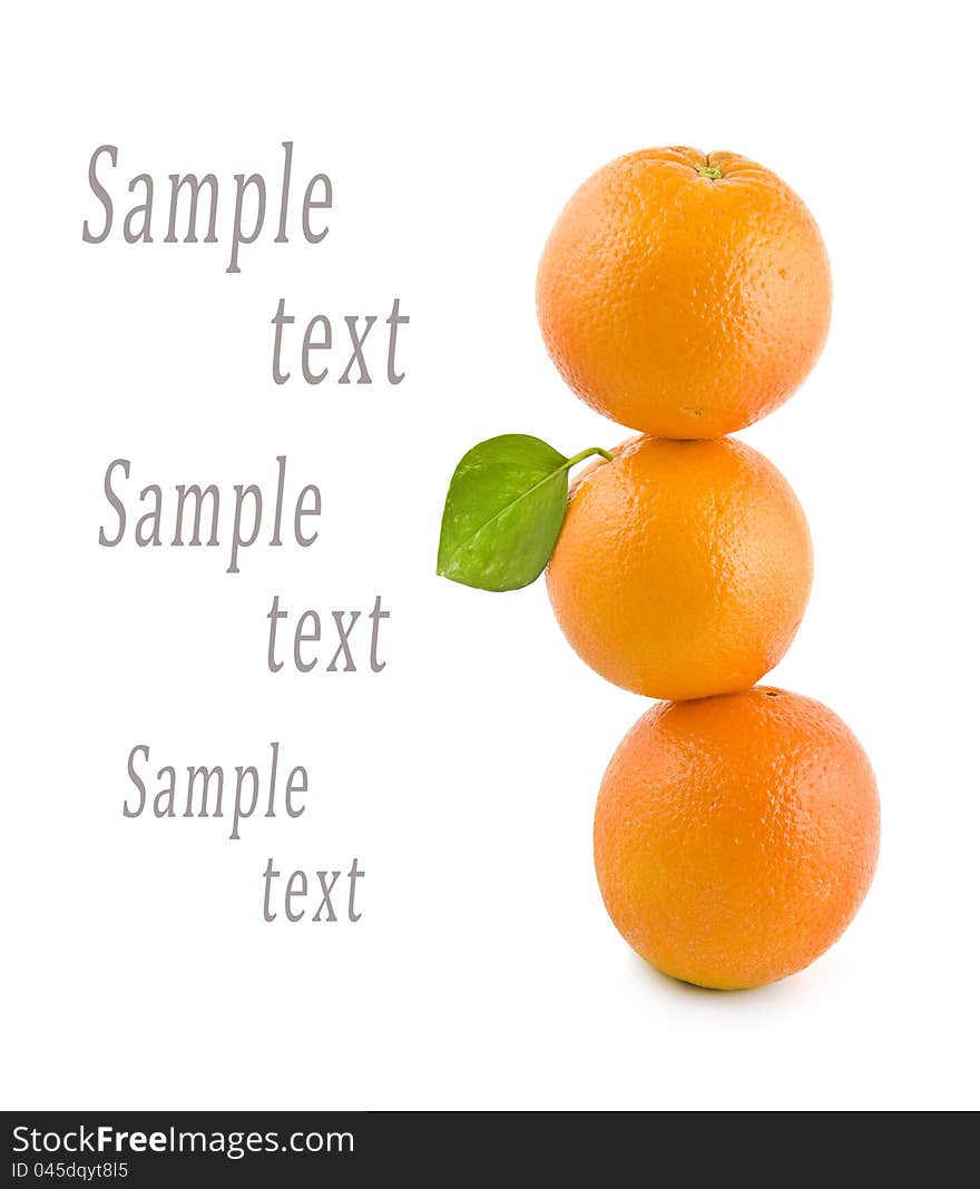 Three oranges stand on each other