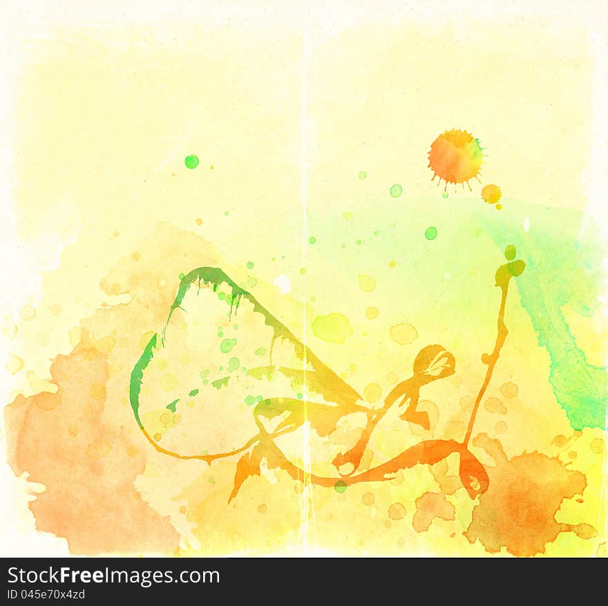 Colorful watercolor background. Paper with watercolor drops