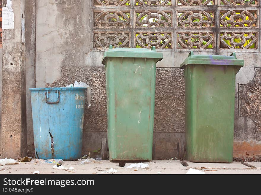 Junk overfilled bin box garbage. Junk overfilled bin box garbage