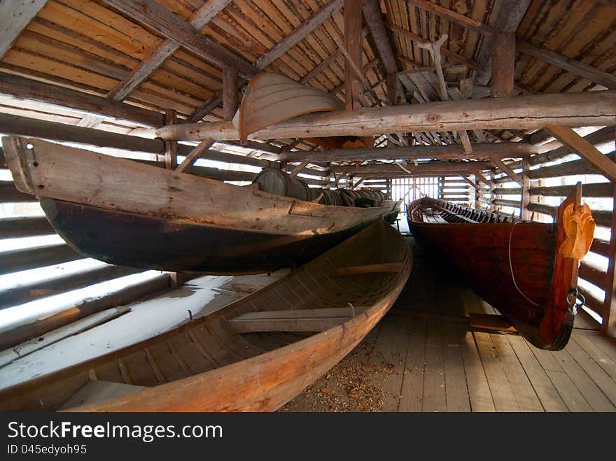 A Finnish wooden long boat.