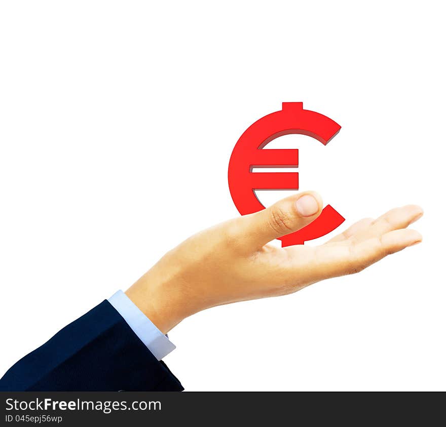 Glossy red euro symbol by three dimensional program