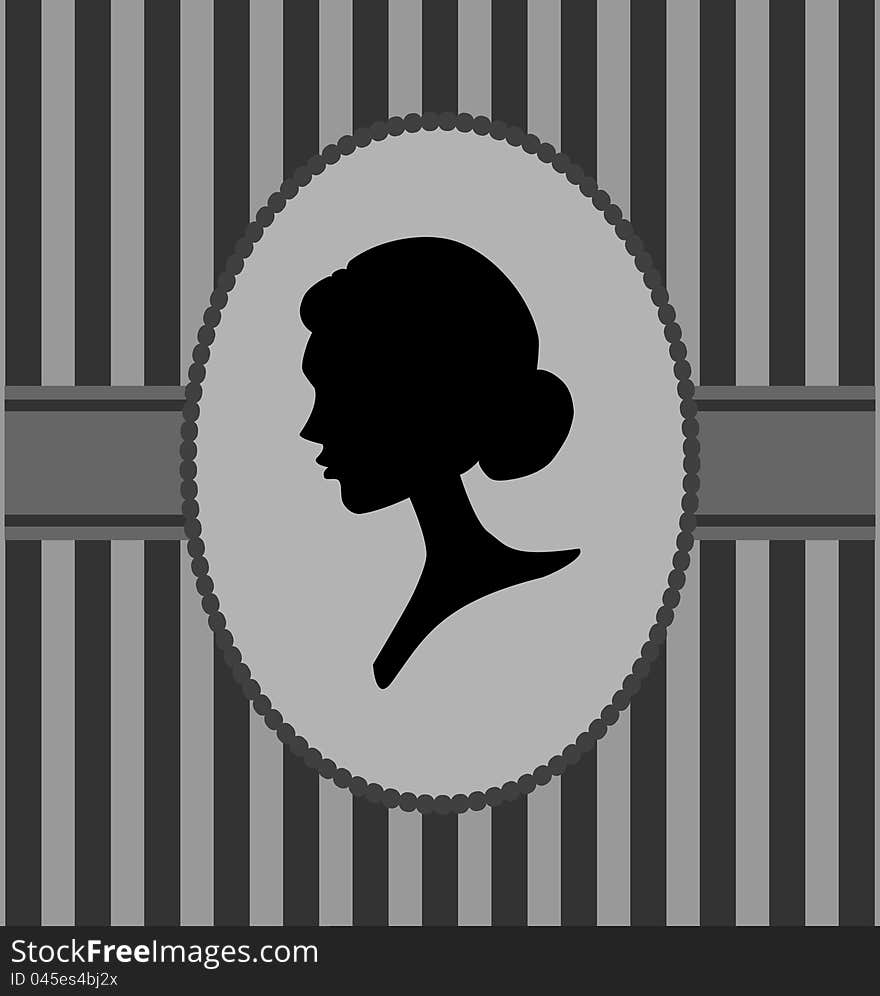 retro card with woman portrait silhouette