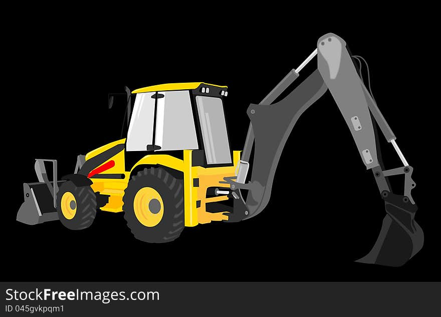 Illustration of an excavator in 3D perspective applicable to large format printing. Illustration of an excavator in 3D perspective applicable to large format printing