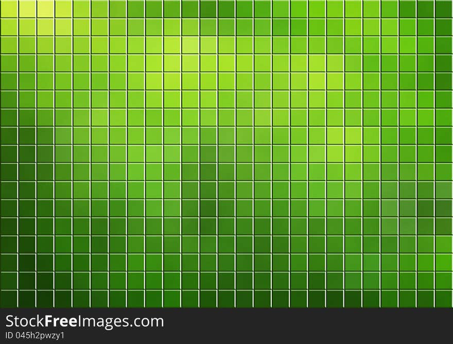 Green tiled mosaic background with copy space