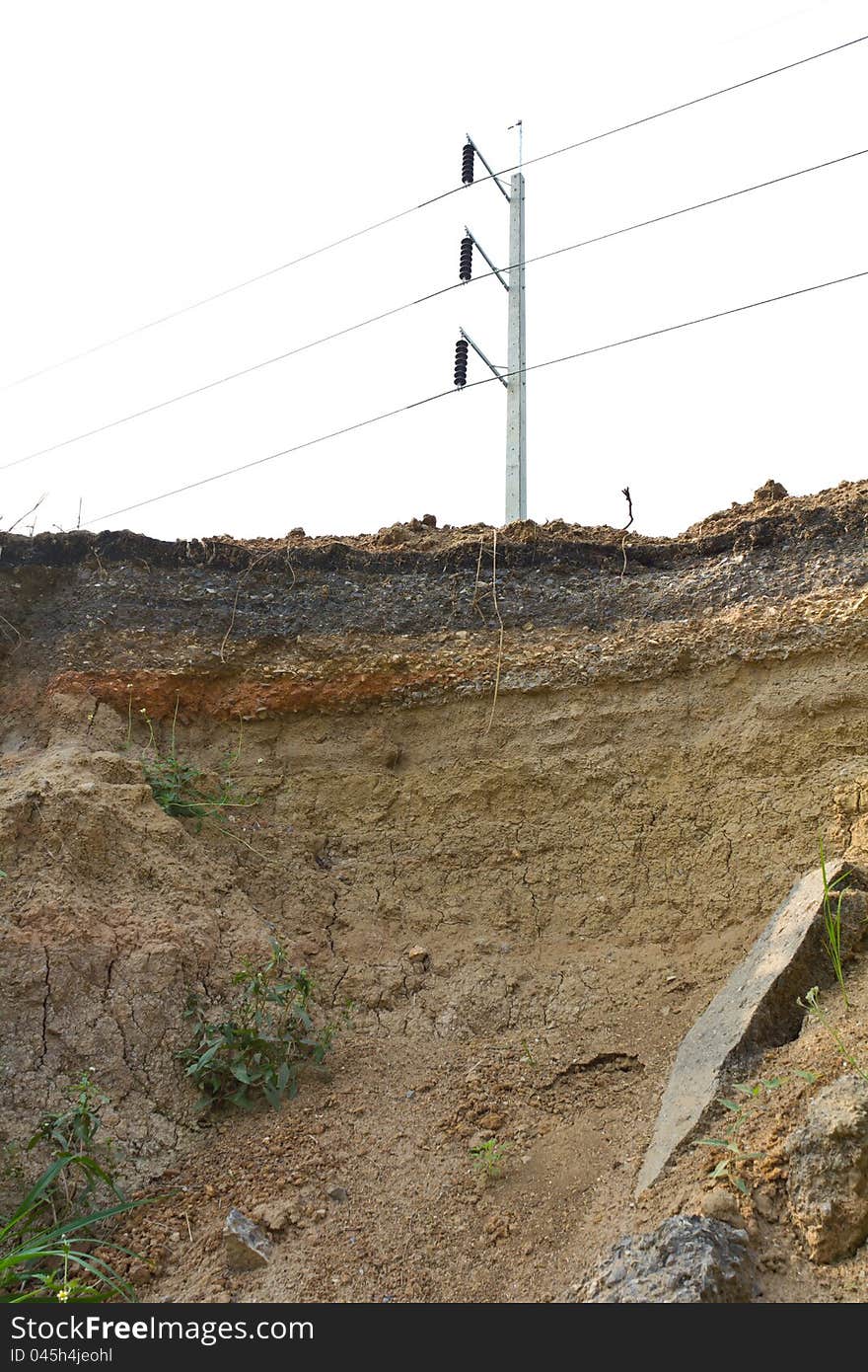 Soil under the road collapsed.