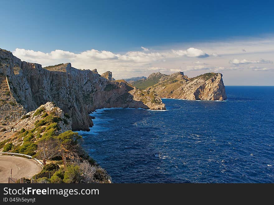 View to Cap Formentor, Majorca, with the viewing terrace in the foreground