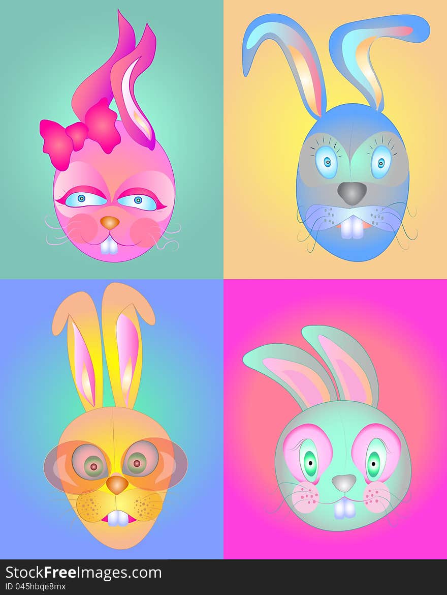 Seamless pattern of cute vibrant bunnies. Seamless pattern of cute vibrant bunnies