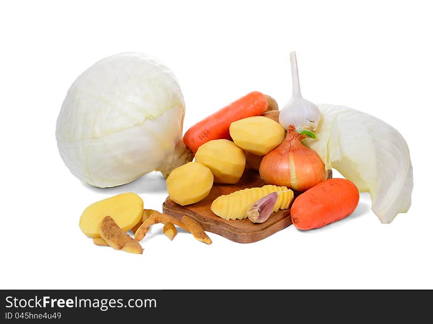 Vegetable composition on white background