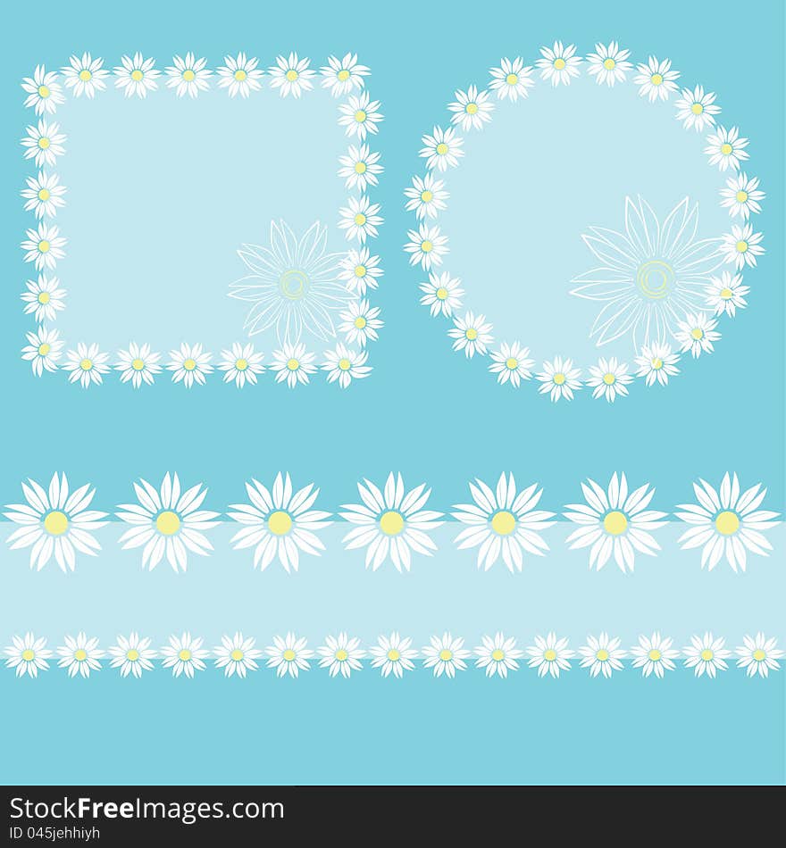 Blue flower label with daisy. Blue flower label with daisy