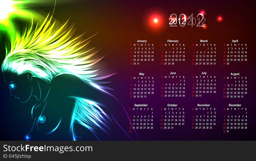 Calendar 2012, the neon naked girl.