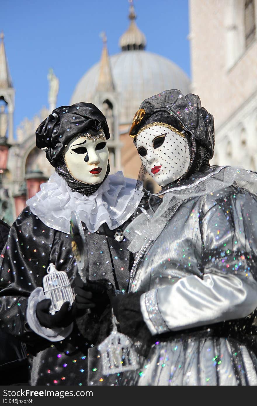 A couple of traditional mask in Venice, Italy. A couple of traditional mask in Venice, Italy