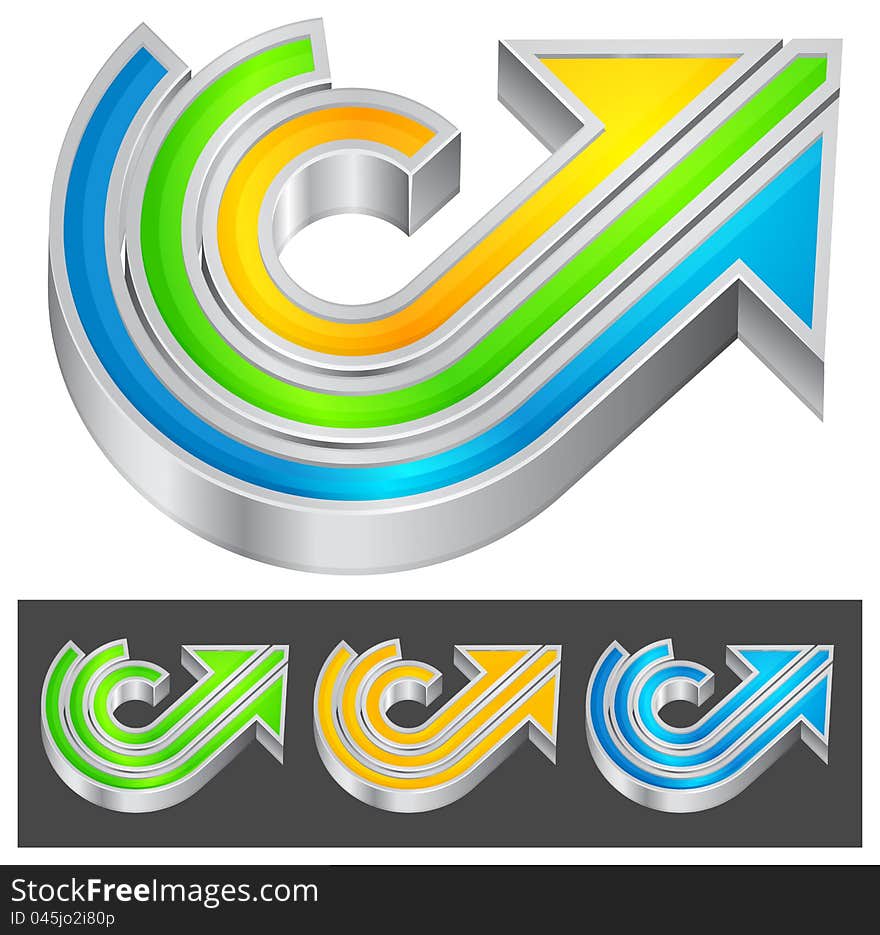 Direct color arrow with circle ending on white background, vector illustration. Direct color arrow with circle ending on white background, vector illustration