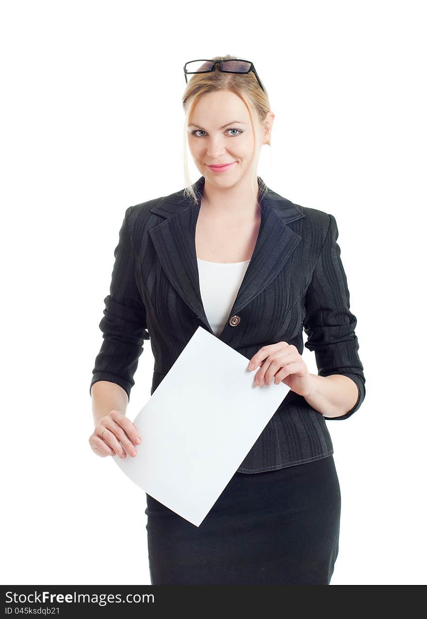 Girl with a sheet of paper