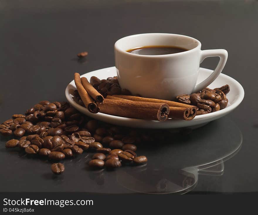 Coffee on a black background