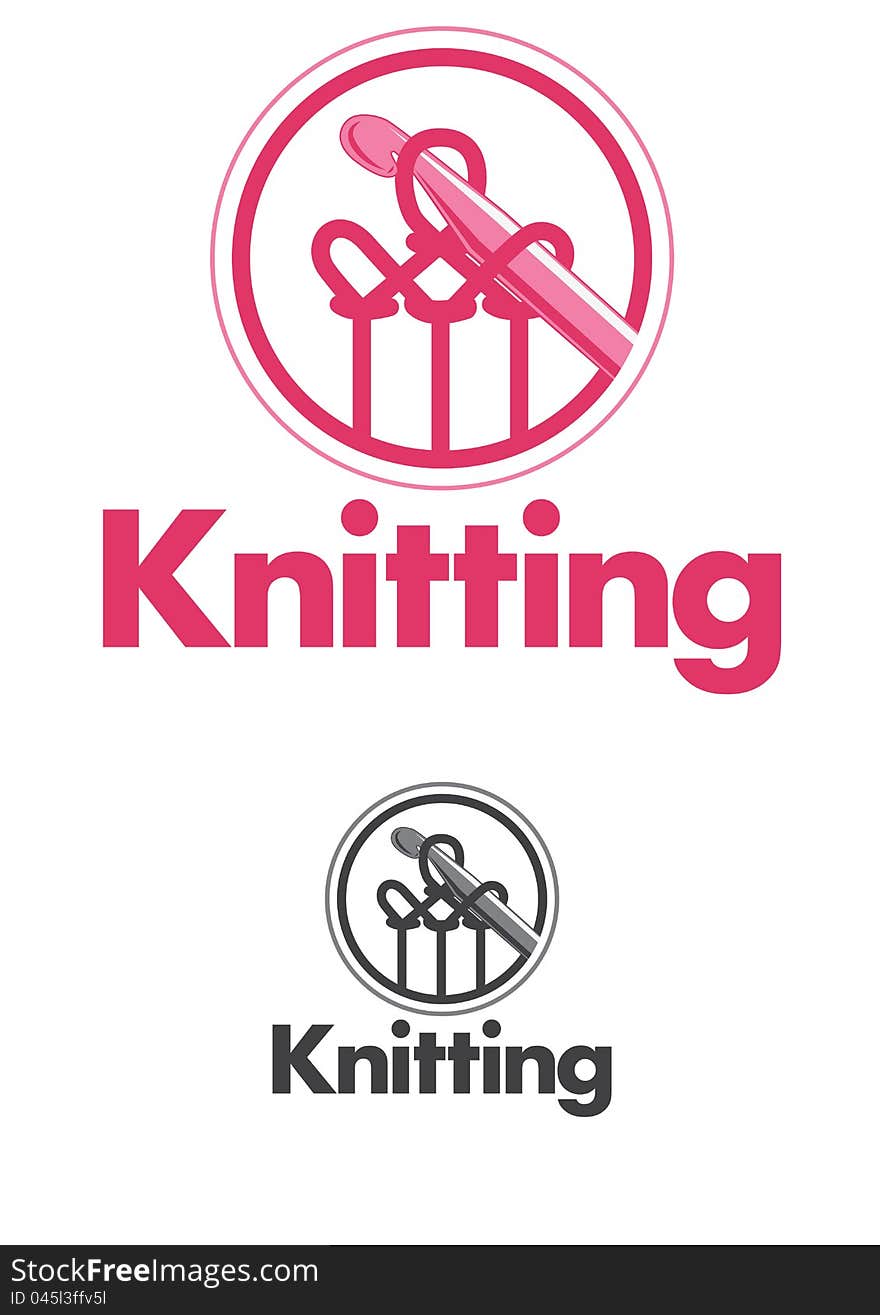 Knitting logo in color and grayscale