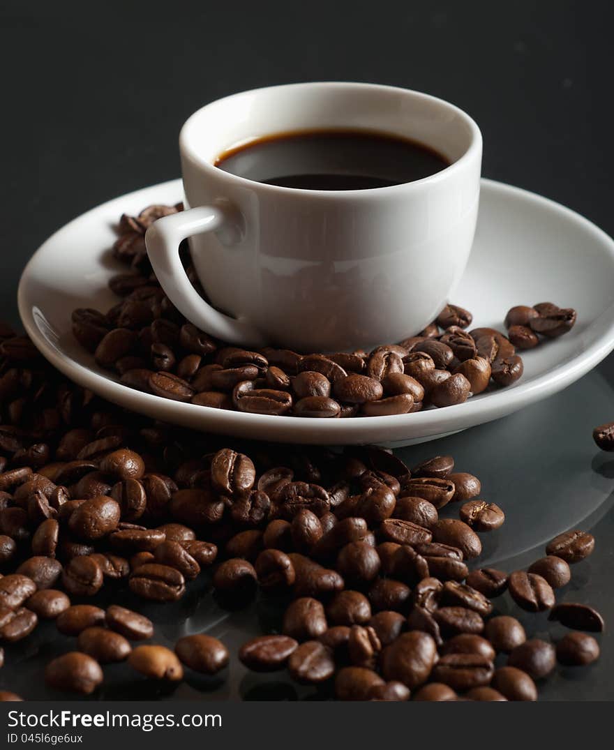 Coffee on a black background