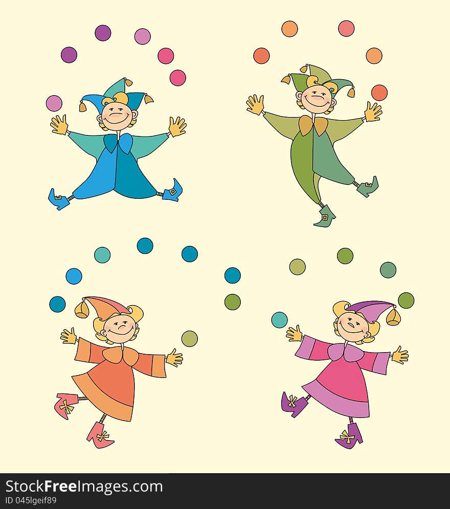 Colour illustration of circus kids