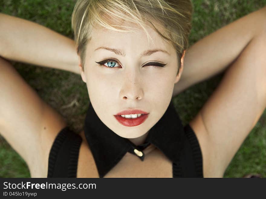 Portrait of a girl with green eyes