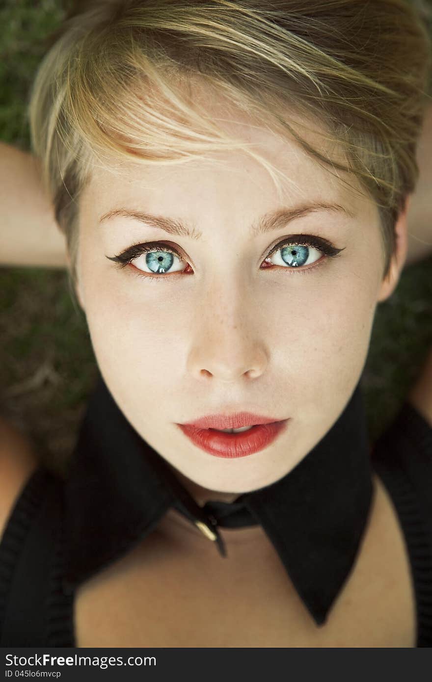 Portrait of a girl with green eyes