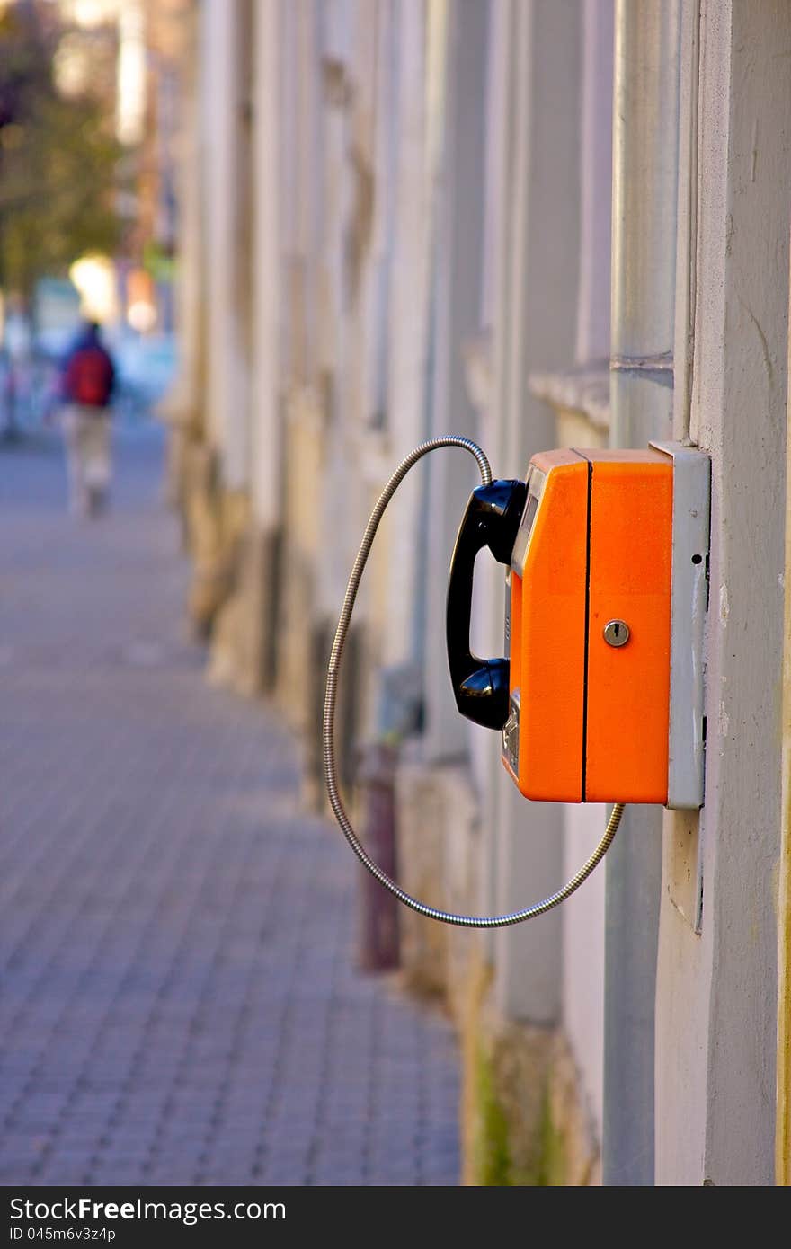 Out of function of a public telephone on a street