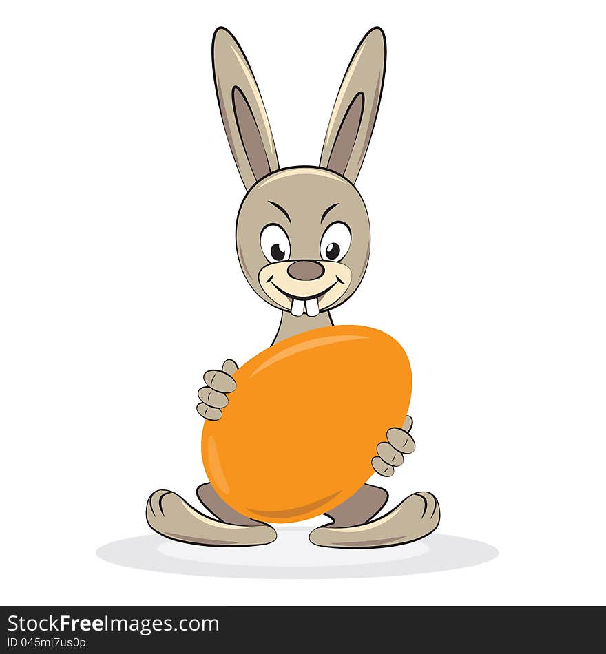 Cartoon funny Easter rabbit with egg