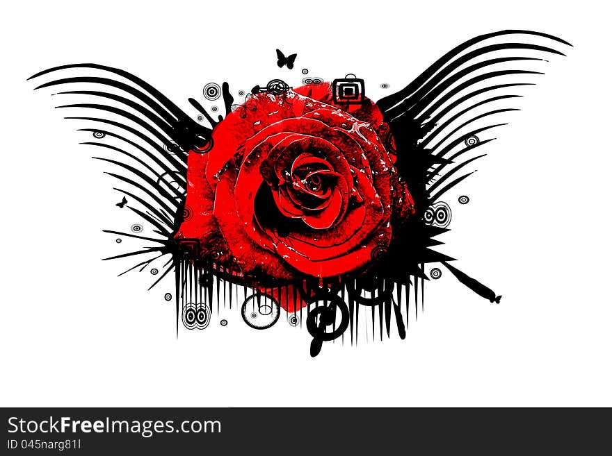 Grunge rose background. Photographic image manipulated in Photoshop