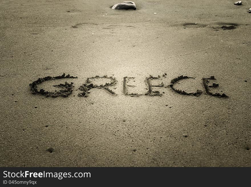 Greece, letters on the sand, destinations theme