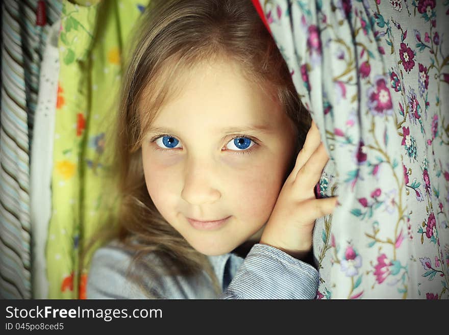 Portrait of blond with blue eyes in the locker room. Portrait of blond with blue eyes in the locker room