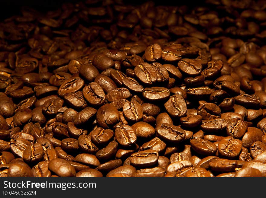 Closeup of roasted coffee beans. Closeup of roasted coffee beans