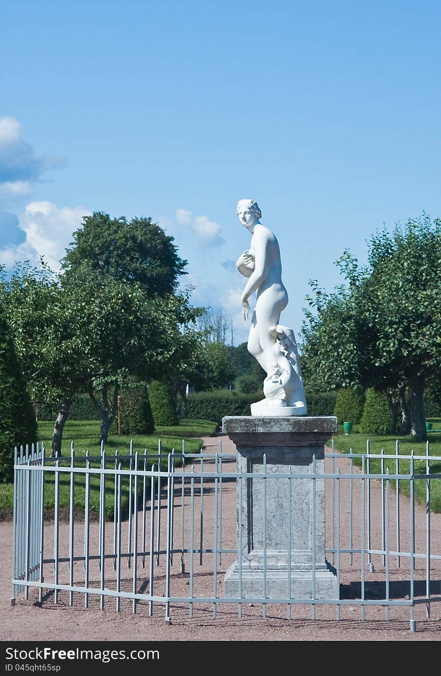 Peterhof. Sculpture of Venus in Lower Park. Russia. Peterhof. Sculpture of Venus in Lower Park. Russia