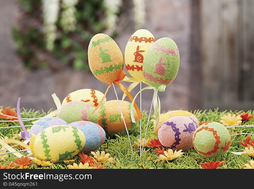 Objects to celebrate Easter holiday eggs. Objects to celebrate Easter holiday eggs