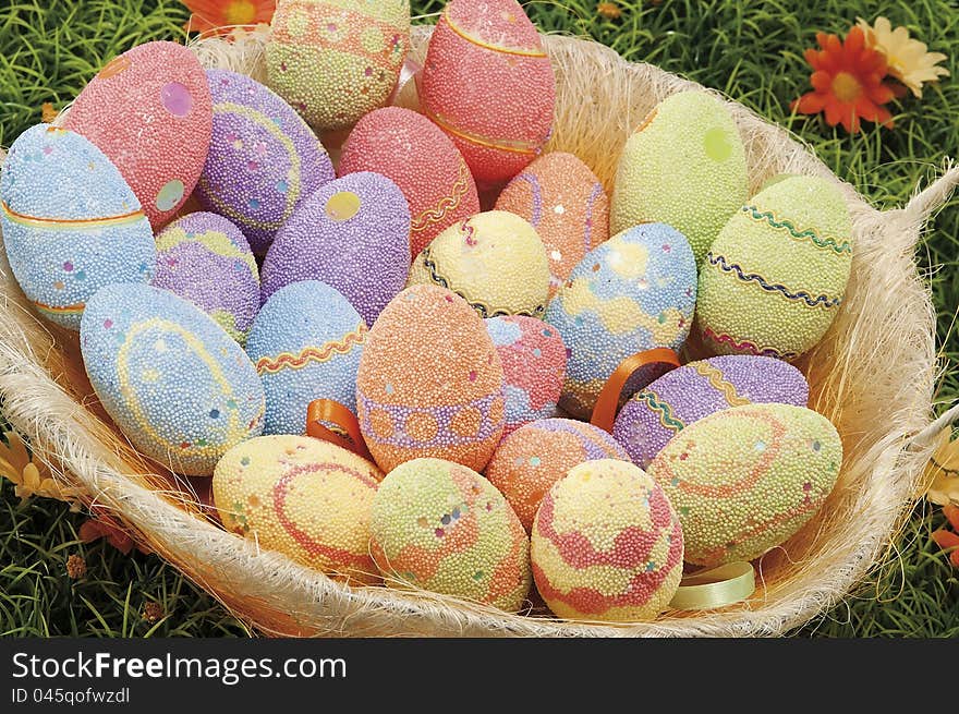 Objects to celebrate Easter holiday eggs. Objects to celebrate Easter holiday eggs