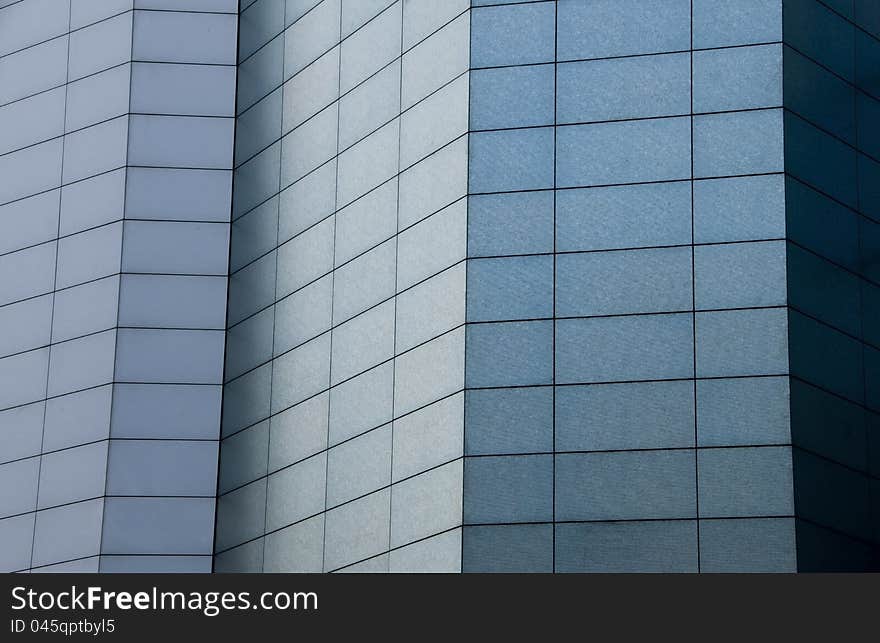 Fragment of modern architecture. Ceramic wall plates