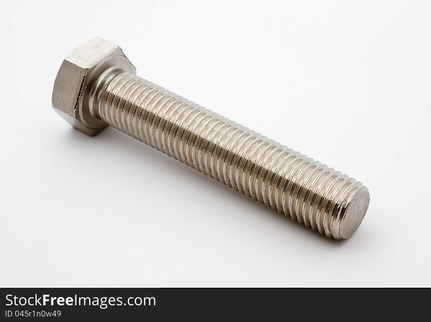 Close-up shot of a bolt on white background