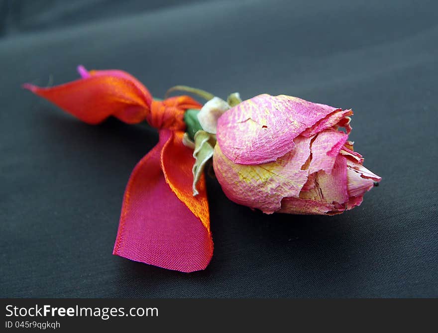 Close up of a dried rose corsage. Close up of a dried rose corsage