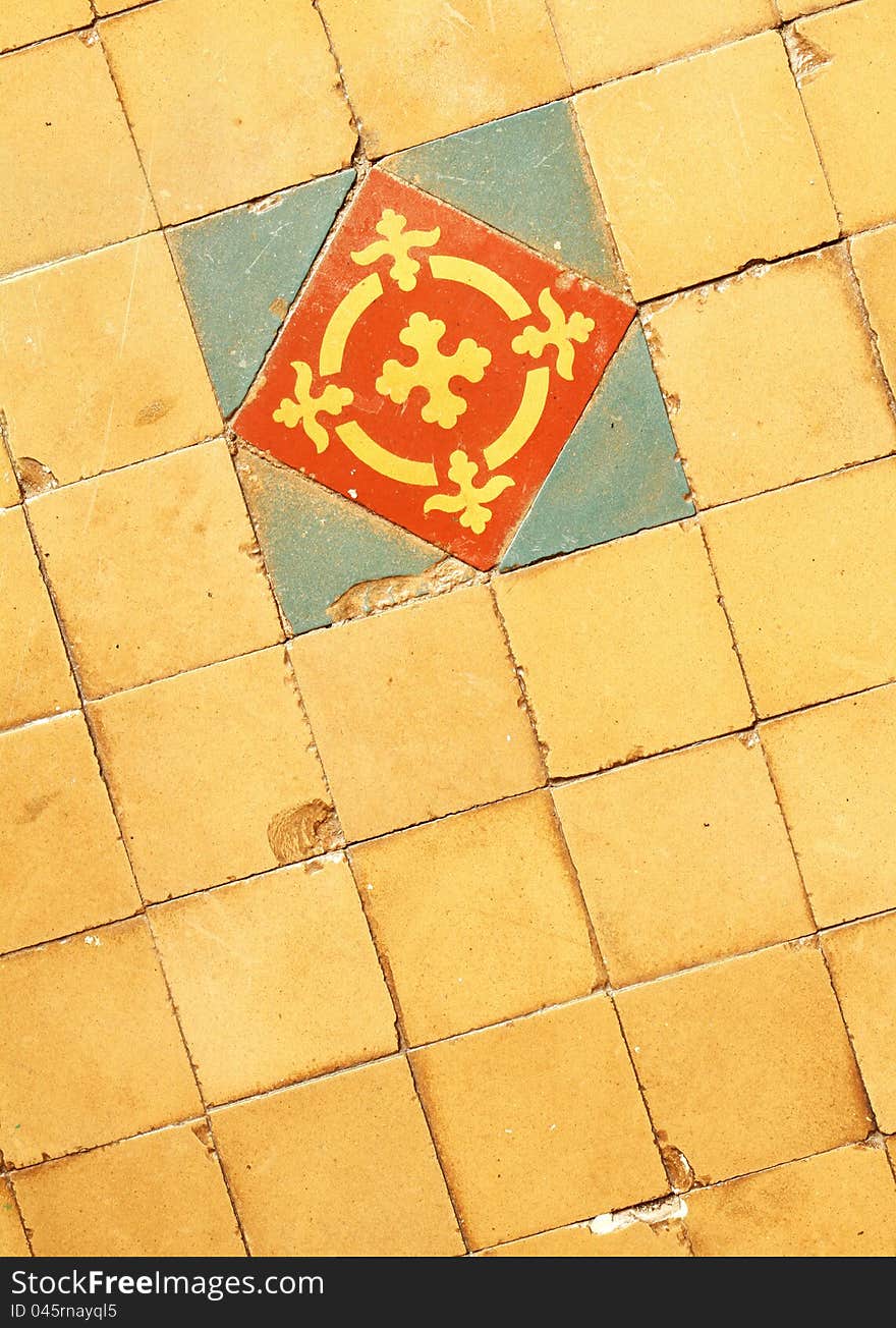 Pattern of vintage tile floor texture background