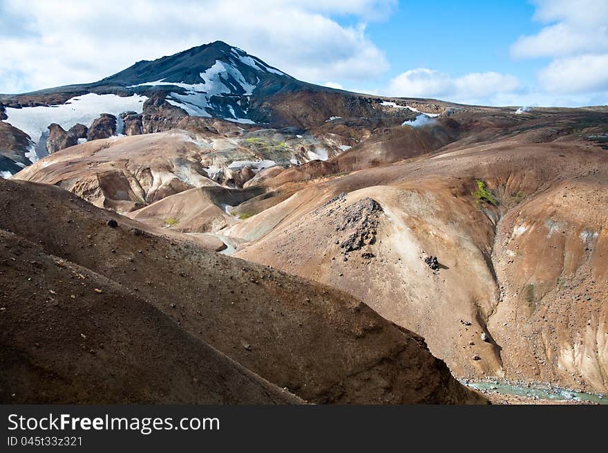 Rainbow mountains, popular tourist site in Iceland. Rainbow mountains, popular tourist site in Iceland