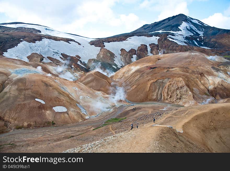 Landmannalaugar rainbow mountains, popular tourist spot in Iceland. Landmannalaugar rainbow mountains, popular tourist spot in Iceland