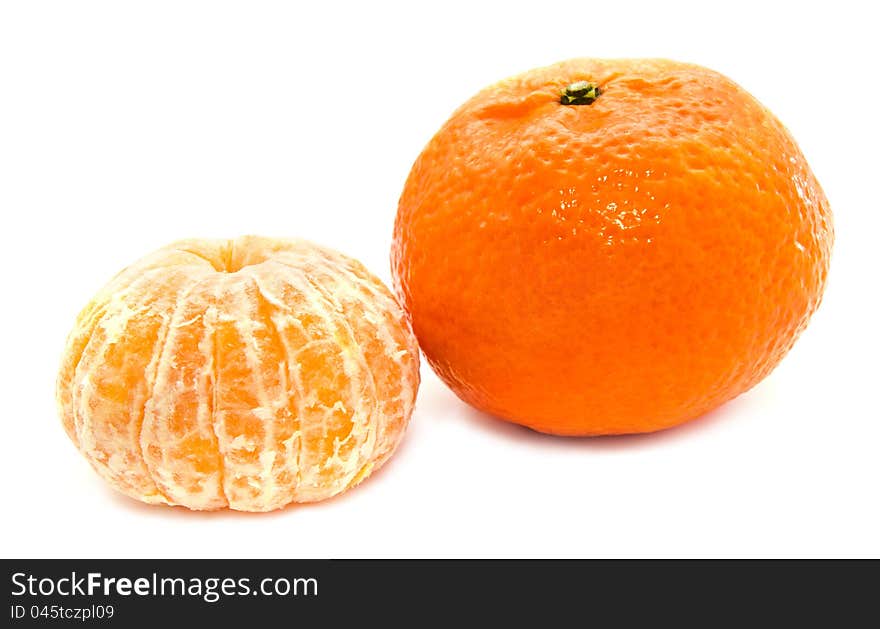 Mandarin tangerine isolated on a white