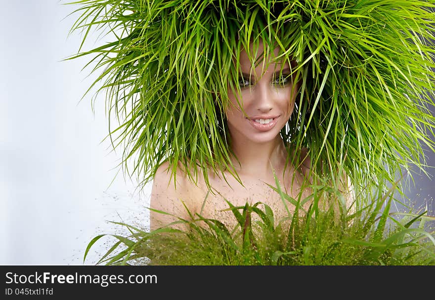 Ecology woman in green concept. Ecology woman in green concept