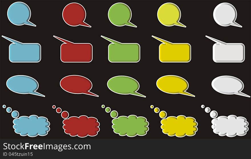 Balloons set with 5 colors and 4 shapes