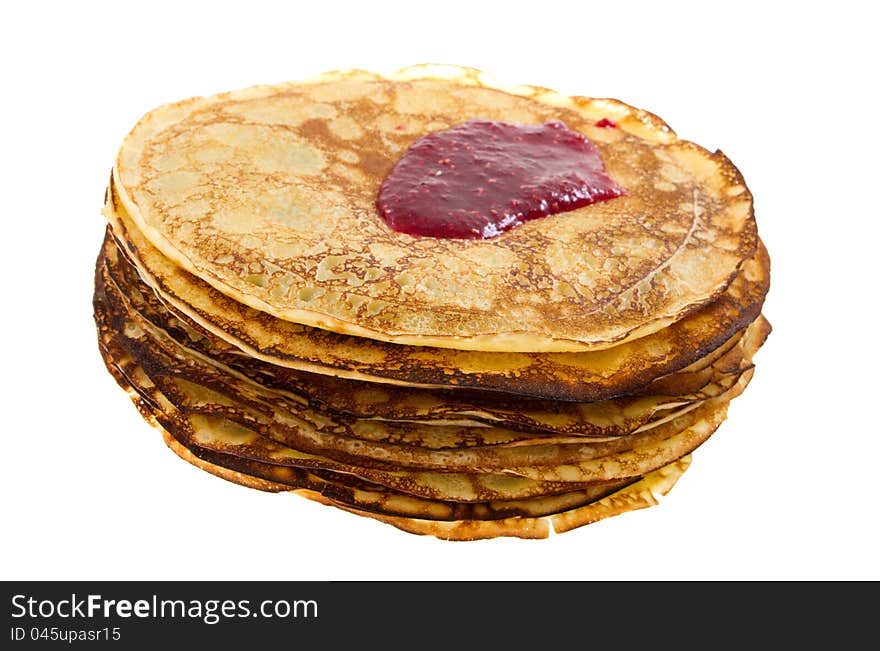 Pancakes with the raspberry jam