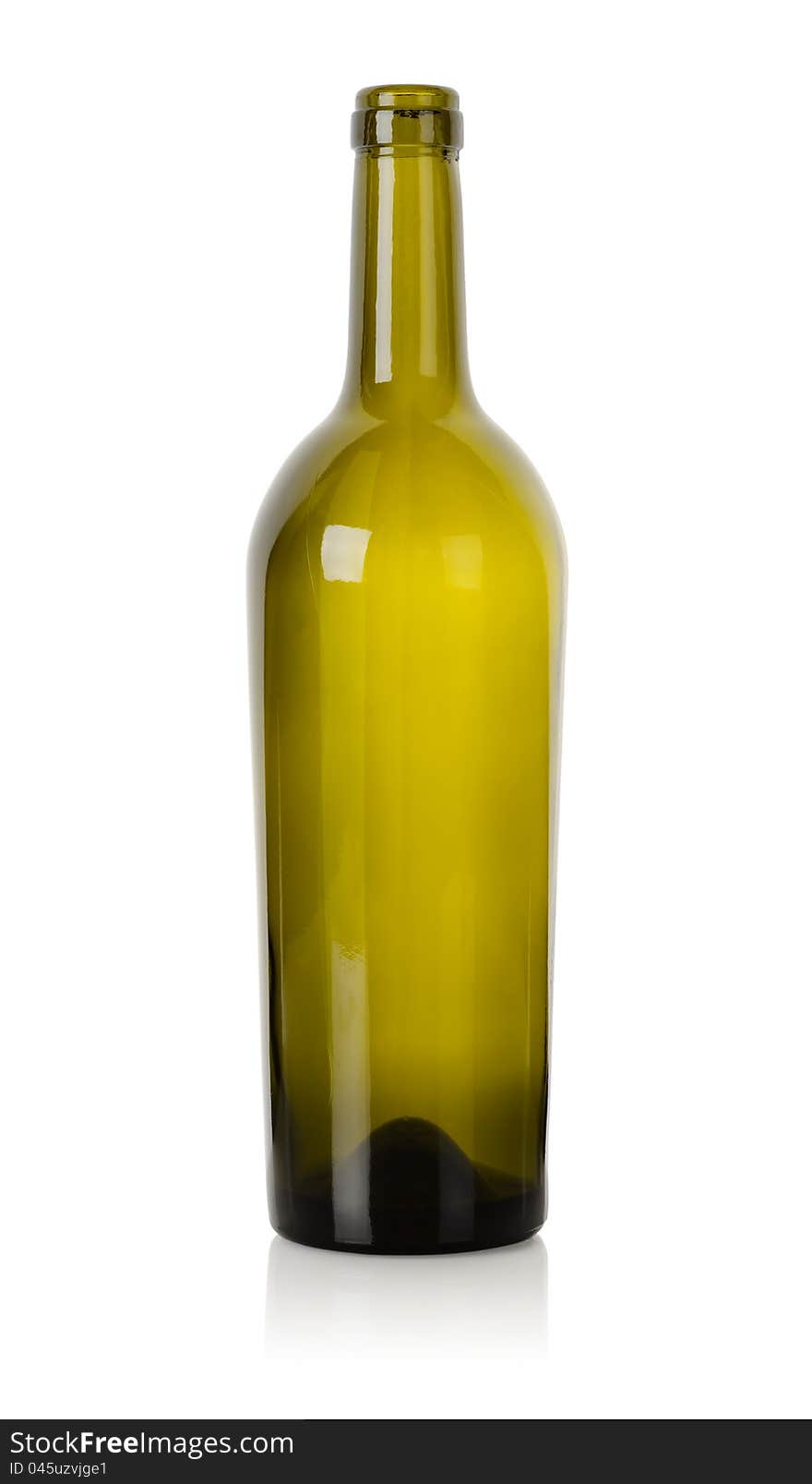 Empty bottle from under wines isolated on a white background. Clipping path