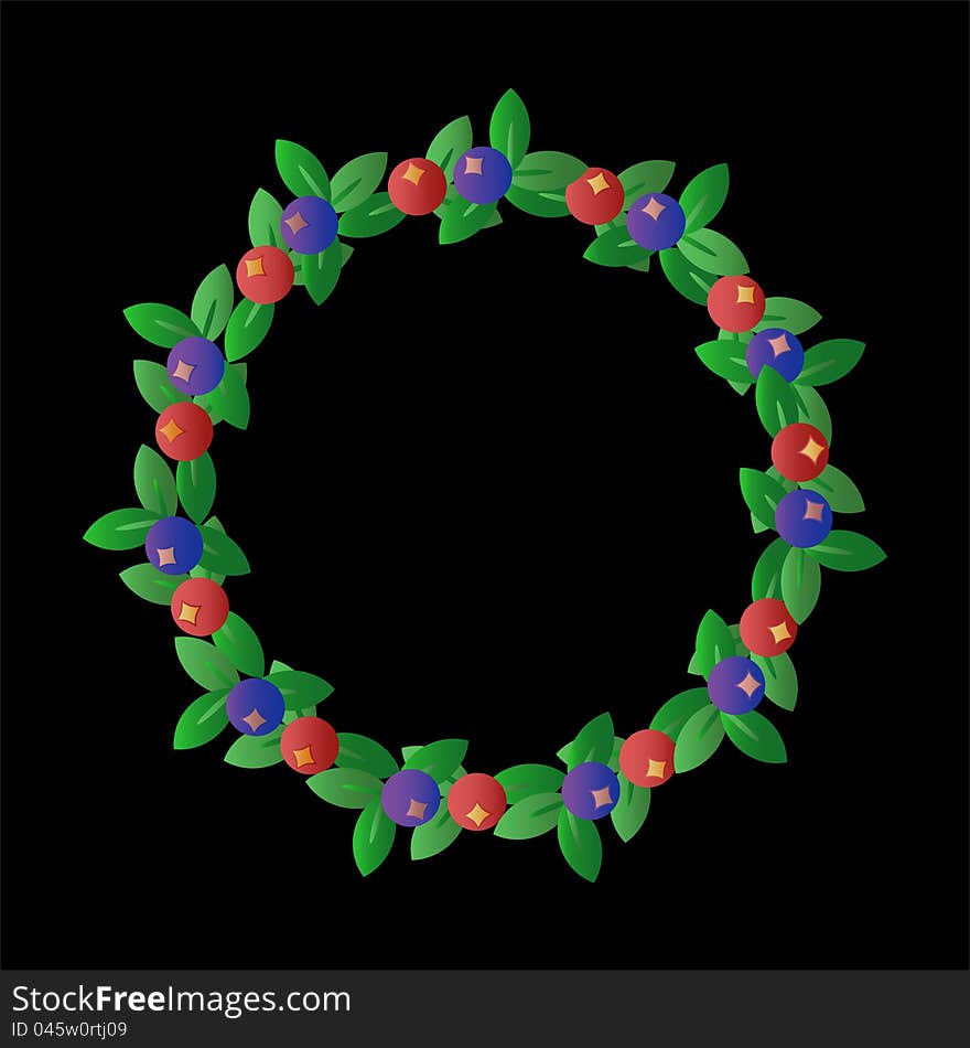 Circle with berries and foliage. Circle with berries and foliage