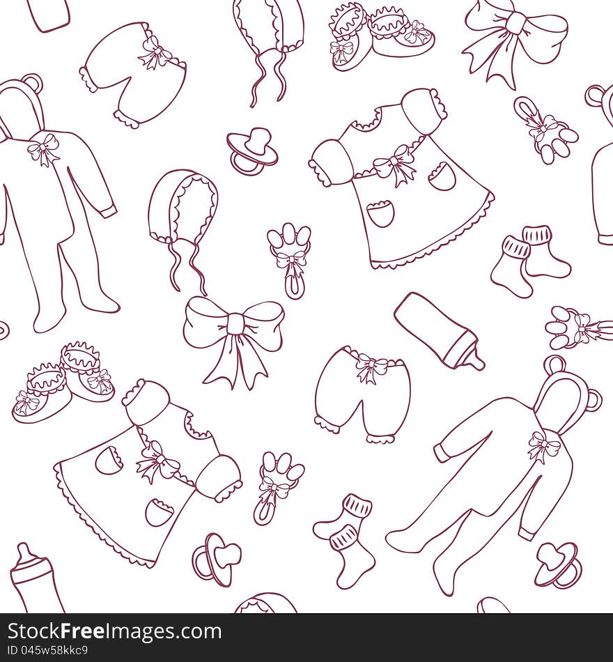 Baby girl seamless pattern in simple style. Baby girl seamless pattern in simple style