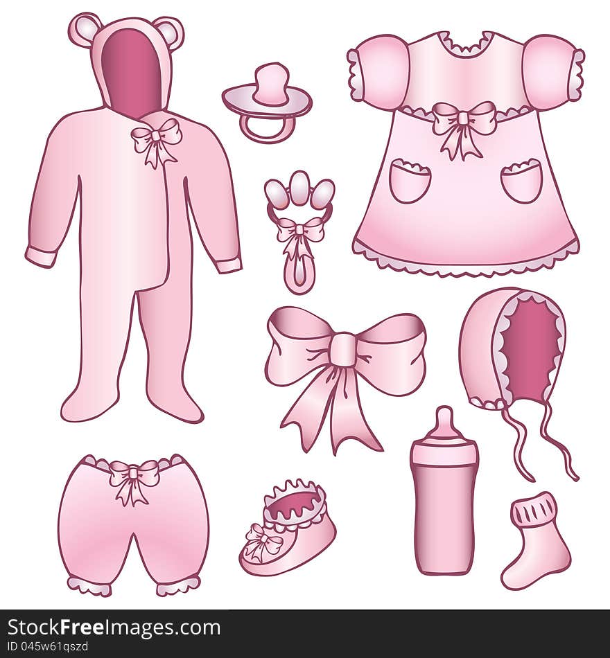 Set of baby girl accessories