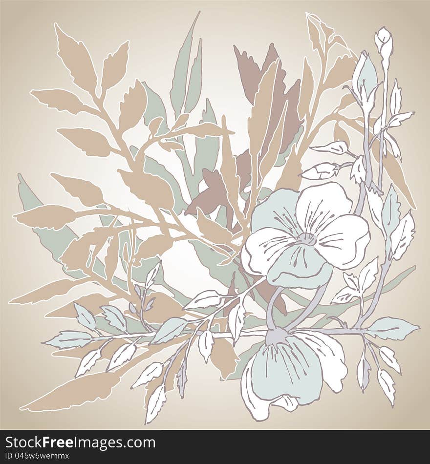 Floral ornament background.The linear gradient is used.