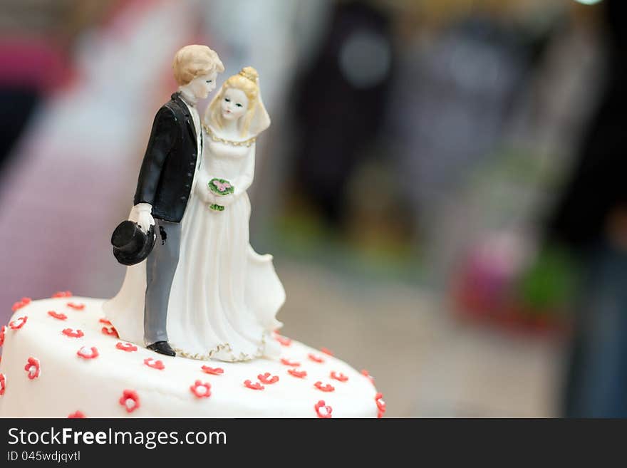 Wedding couple on the cake.